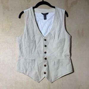 Houston White Men's Small Cream Corduroy Suit Vest Waistcoat Cotton Button
